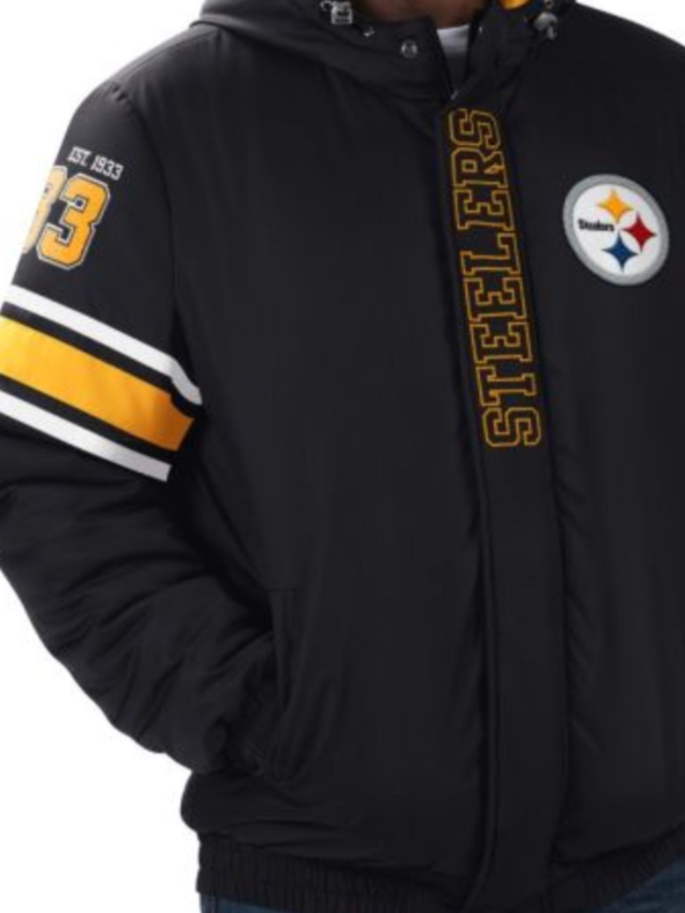 NWT Pittsburgh Steelers GIII Tight End Polyfill Hooded Heavyweight Parka